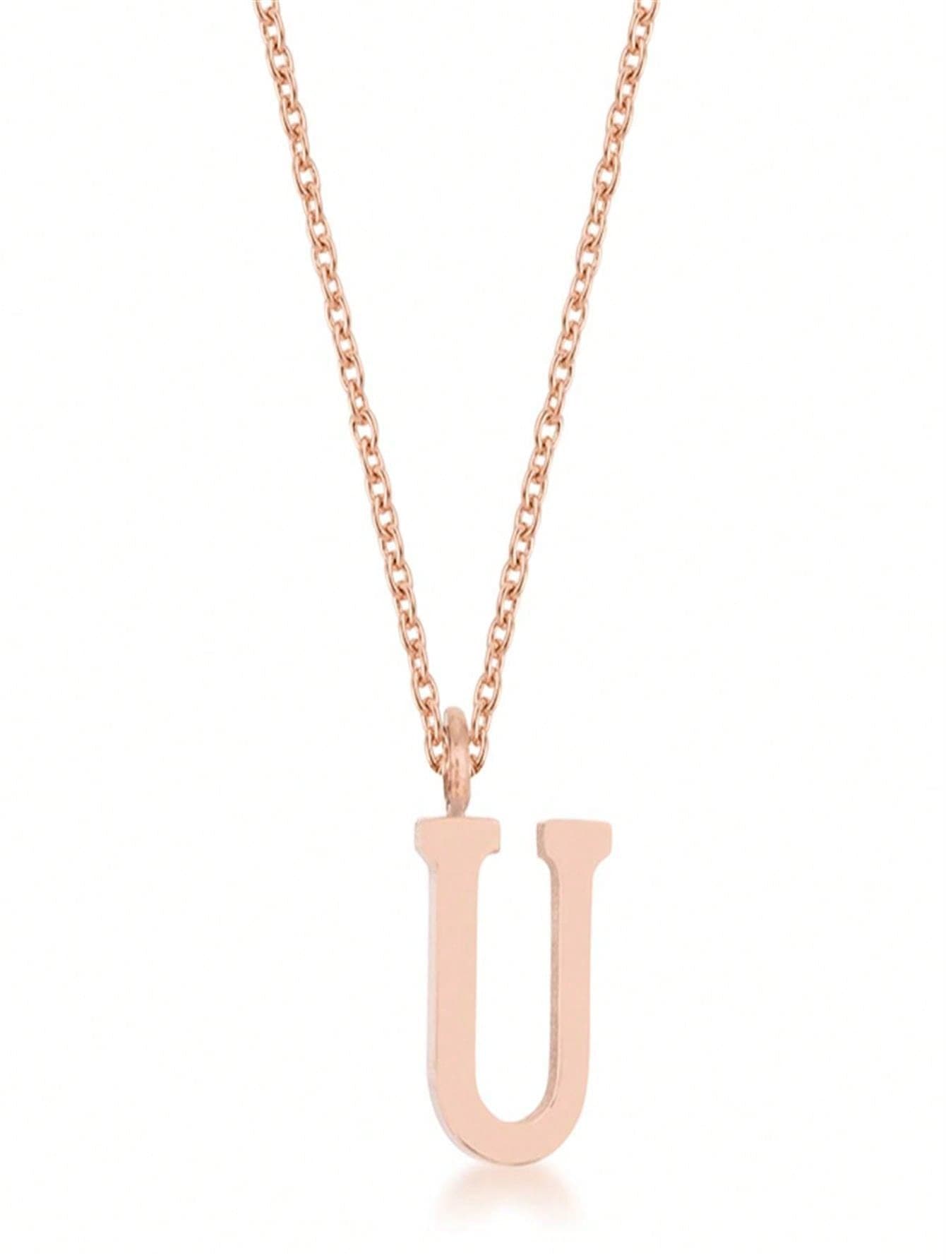 Unbeatablesale Jgoodin P11456A-V00-U Womens Elaina Rose Gold Stainless Steel U Initial Necklace