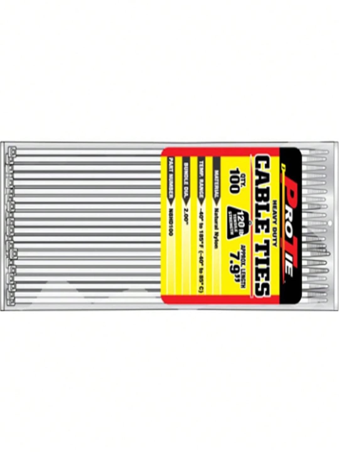 Unbeatablesale Kdar N8HD100 7.9 In. Heavy Duty Standard Cable Ties, Natural - Pack Of 100
