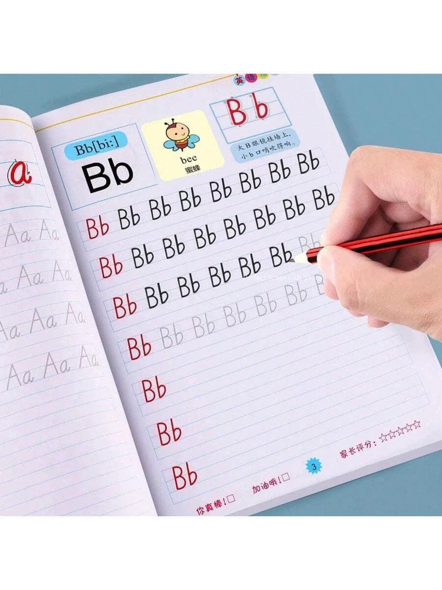 32 Pages 1 Book+Gift ,Learn English Letters Practice Book English Tracing Red Book, Writing Copybook,Writing English Calligraphy Exercises Book