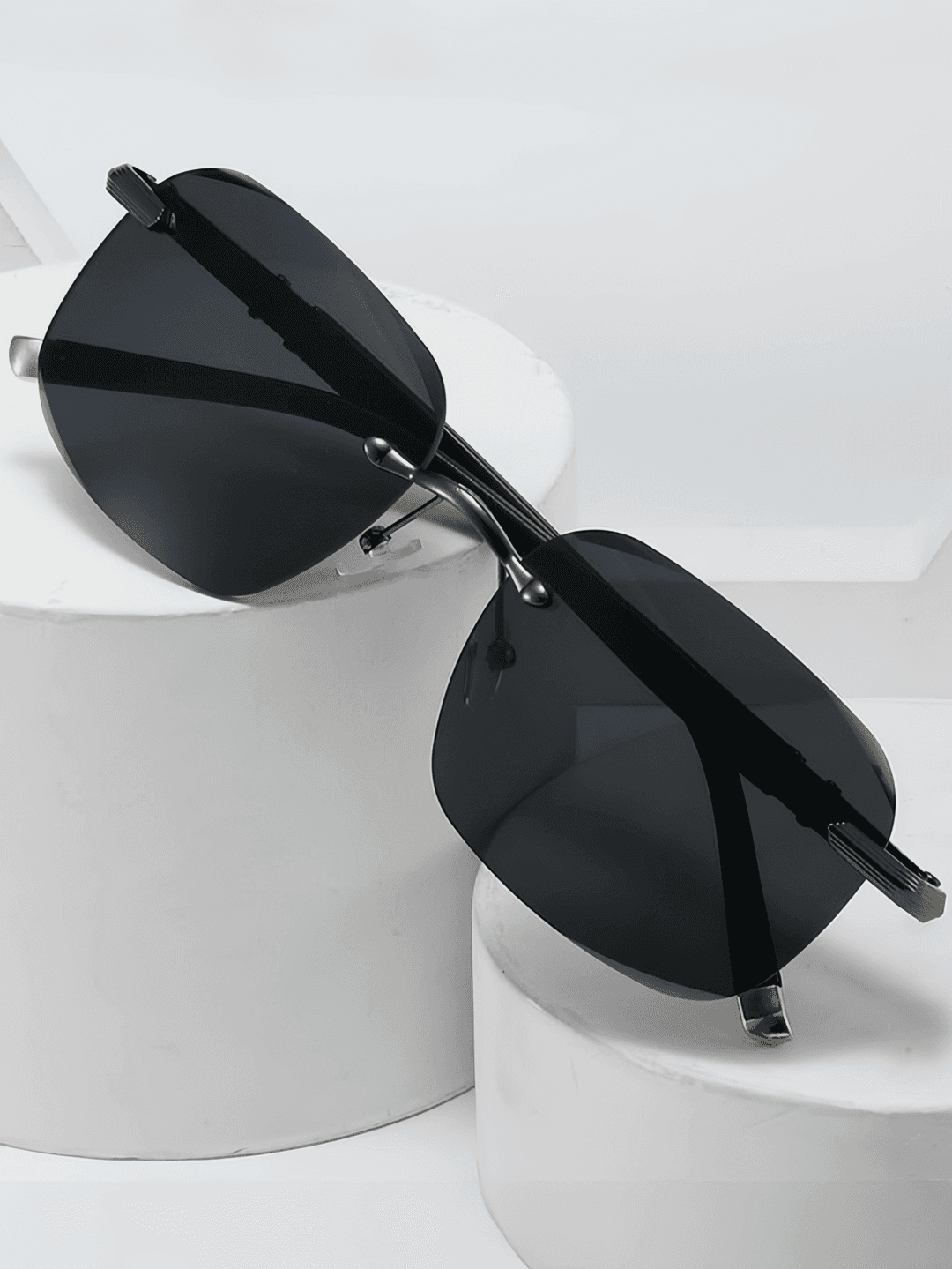 1pc Trendy Frameless Polarized Sunglasses, Unisex UV Protection Driving Fishing Sunglasses