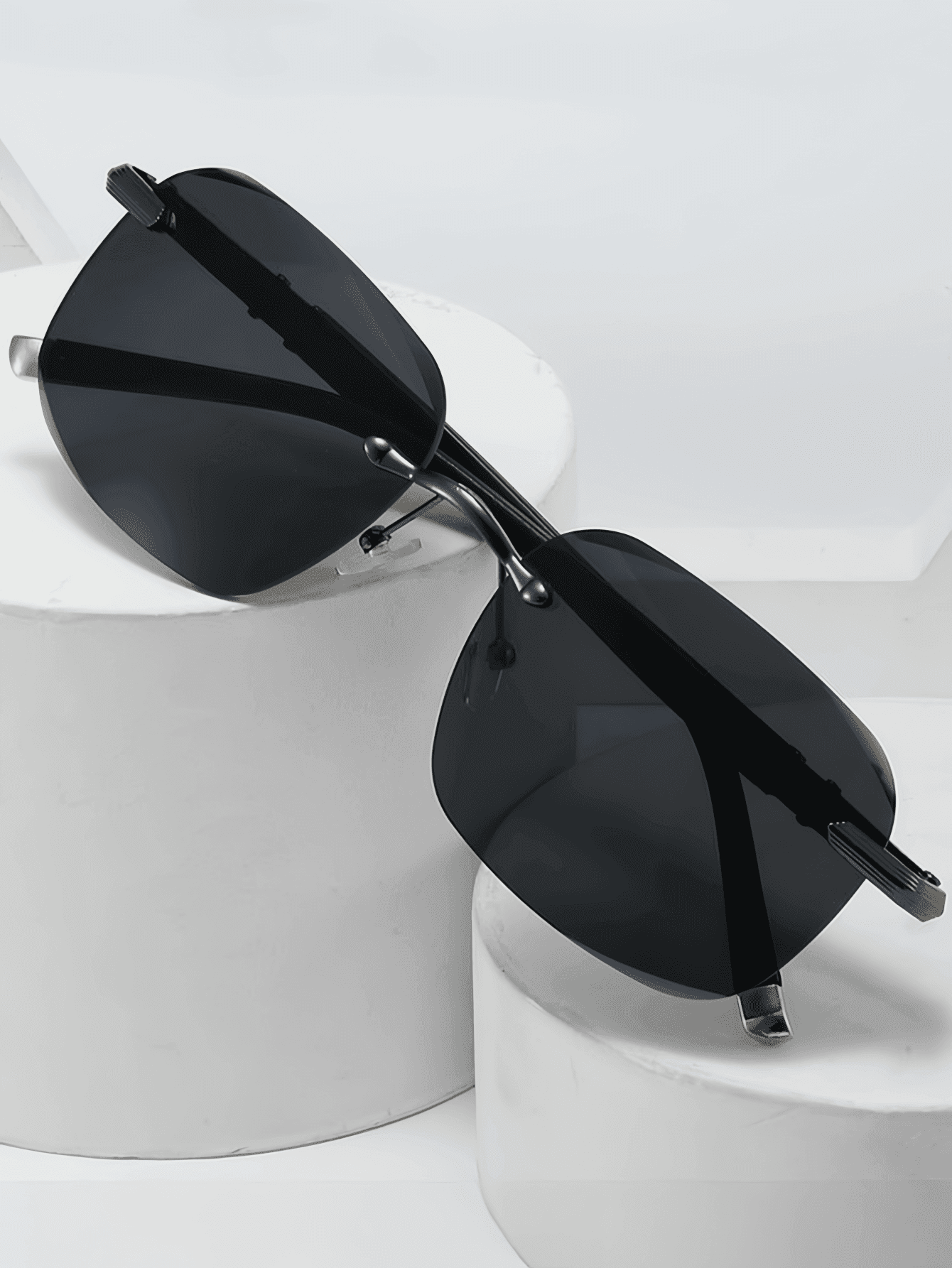 1pc Trendy Frameless Polarized Sunglasses, Unisex UV Protection Driving Fishing Sunglasses