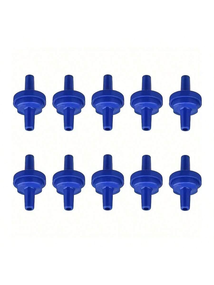 10pcs One-Way Check Valves, Suitable For Aquarium Air Pumps & Fish Tank Accessories, ABS Material, Non-Electrically Operated, Wear-Resistant Unidirectional Valve For Fuel, Gas, Liquid, Air, Chemical Industry, Blue Color