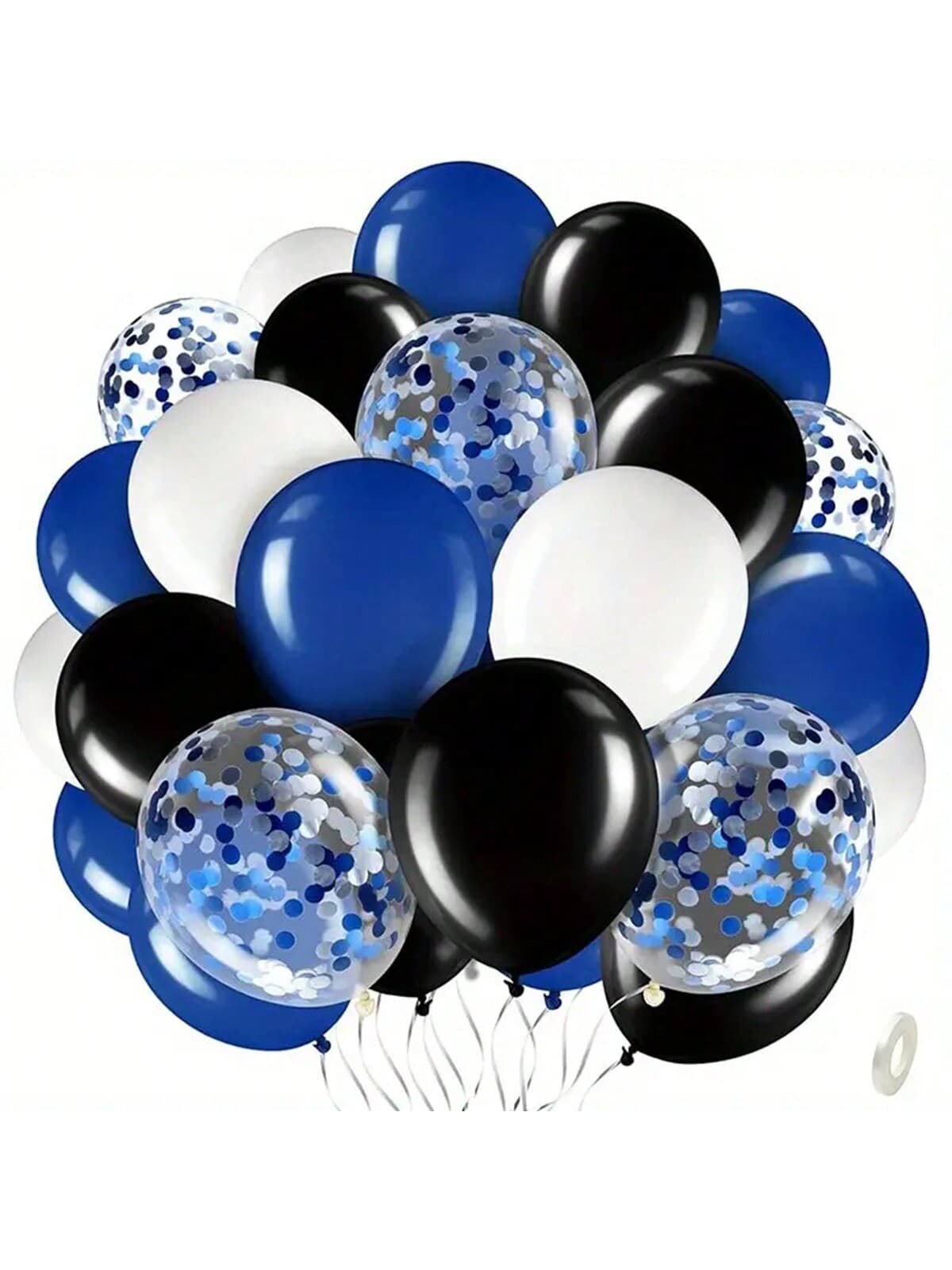 31 Pieces/Set Of Black, White, Blue, Confetti Latex Balloons, Wedding Decoration, Birthday Party Decoration, Anniversary Decoration, Graduation Decoration, Holiday Decoration, Father's Day Decoration, Indoor And Outdoor Decoration, Home Decoration, Room Decoration
