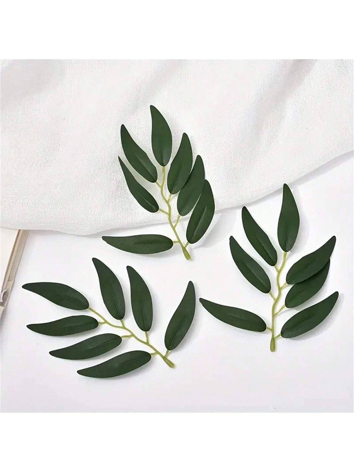 20pcs Artificial Willow Leaves, Fake Greenery Leaves For Wedding Party Decor, Faux Hanging Vine Foliage