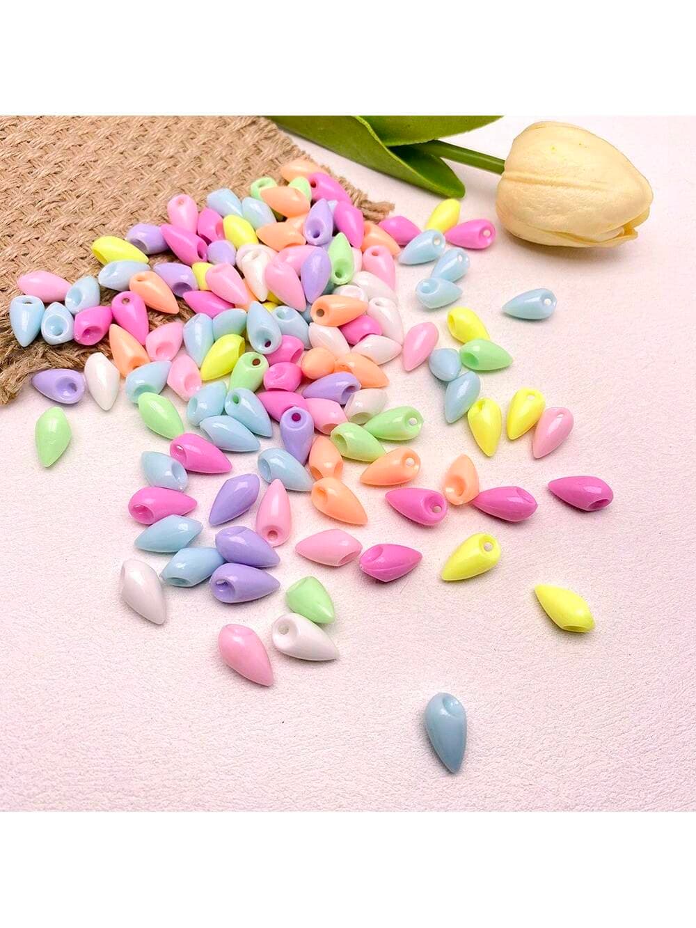 30g/Pack Plastic Macaroon Color Chili Shaped Hollow Beads For DIY Bracelet, Necklace, Hair Accessory, Phone Strap, Jewelry Findings