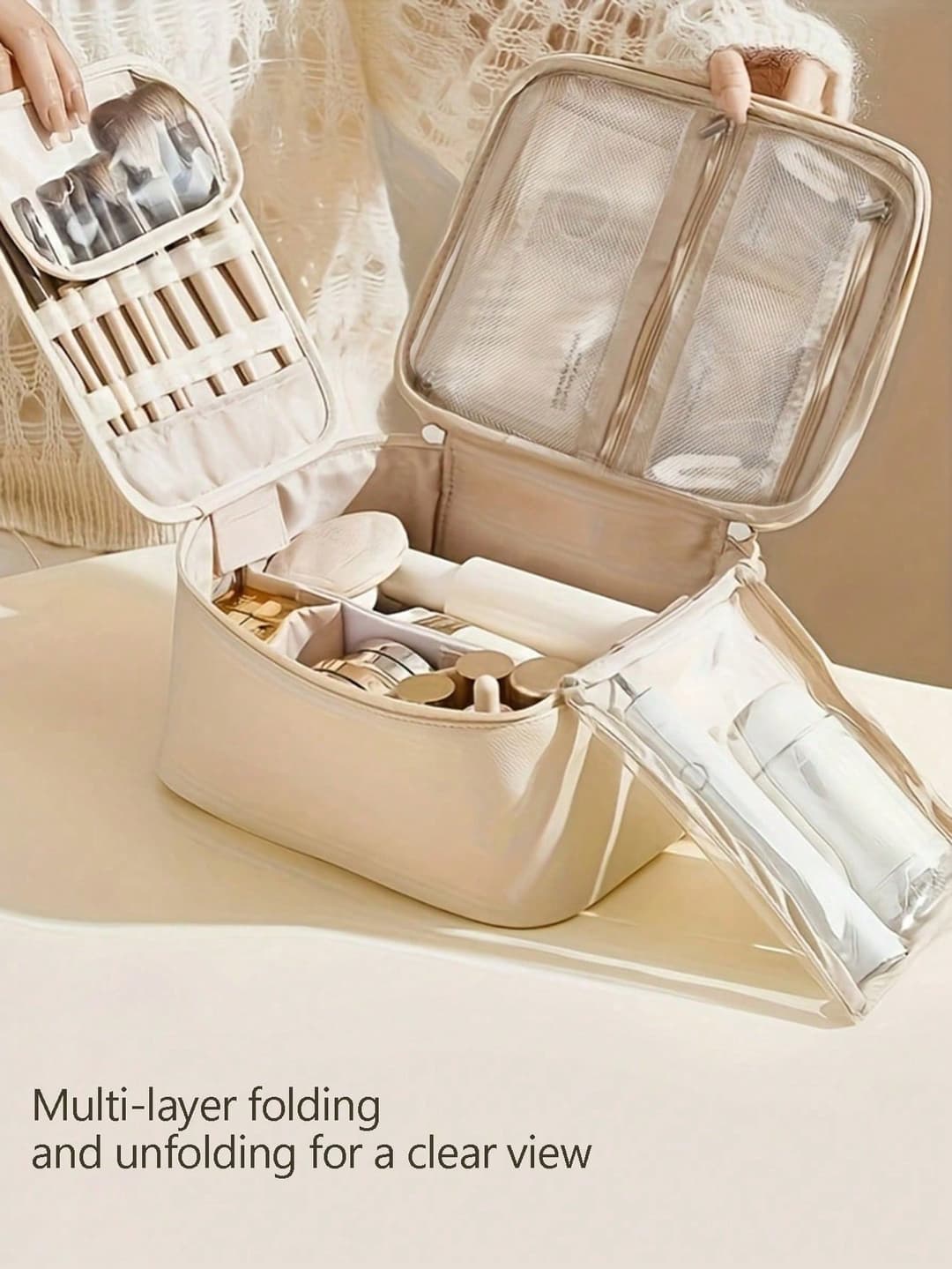 1PC Large Waterproof Makeup Bag With Handle - Travel Toiletry Organizer For Women And Girls - Spacious Cosmetic Storage For Essentials - Perfect Gift, Cruise Essentials Dorm Essentials,Wedding Bridesmaid Gifts,Mom Gifts,Birthday Gifts,Gifts For Friends And Teachers,Home Decor,Bathroom Livingroom Bedroom Decor,Bathroom Organizer,Jewelry Organizer,Lip Oil Organizer,Nail Polish Organizer Makeup Bag Storage Makeup Organizer Makeup Case