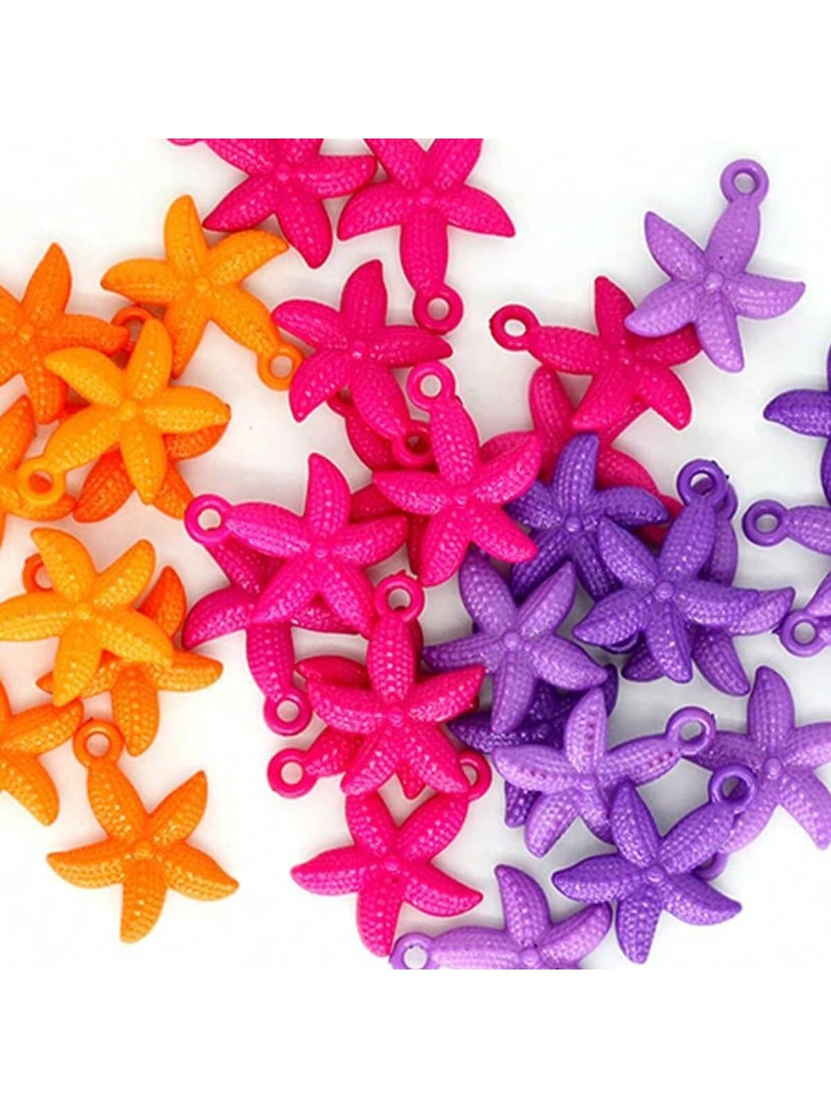 30pcs/Pack Fashionable Neon Multi-Color Acrylic Mini Hexagon Starfish Shape DIY Jewelry Making Charms & Pendants