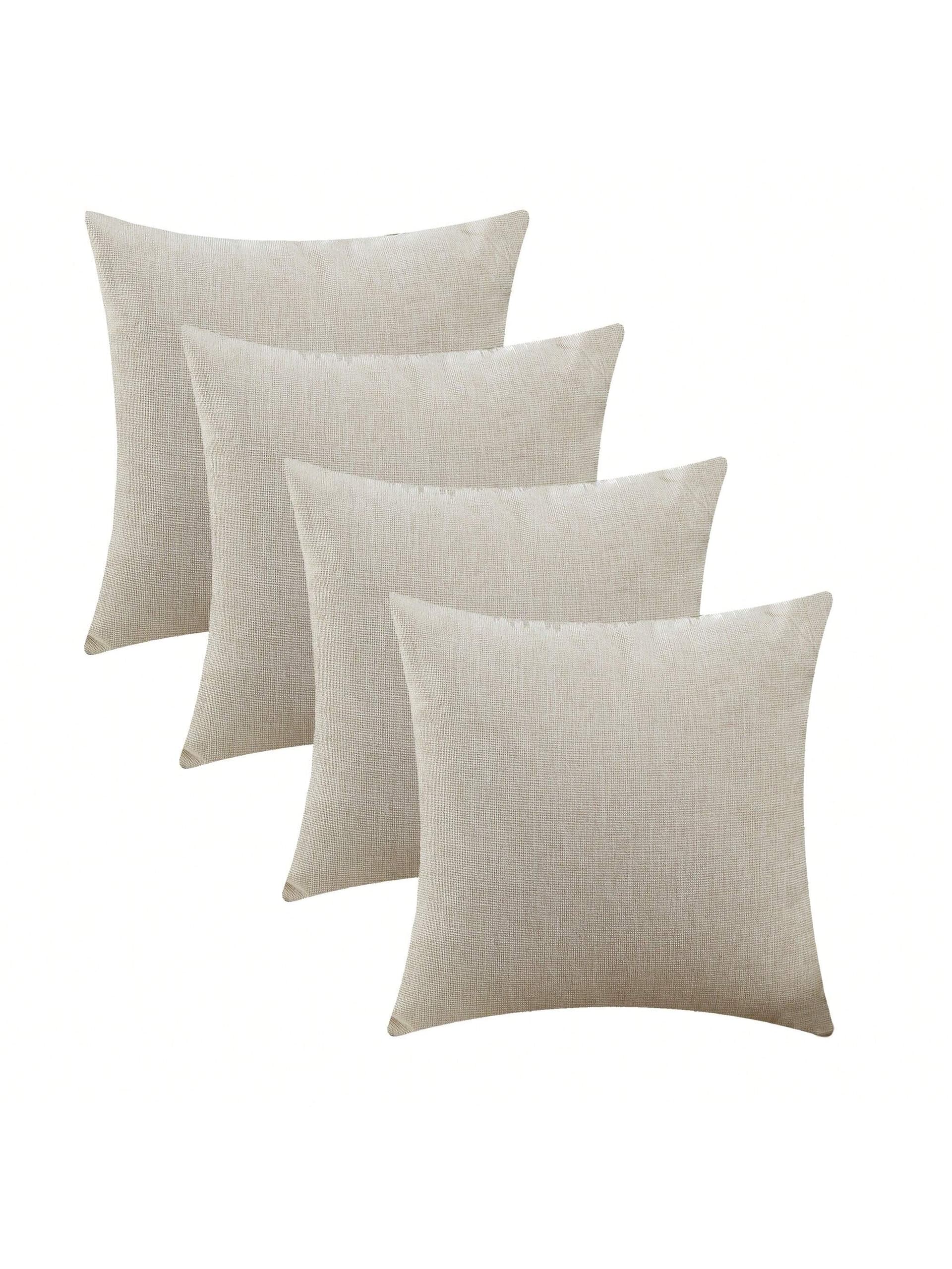 Jepeak Jepeak Decorative Throw Pillow Covers Cases Pack Of 4 Chenille Cozy Modern Concise Square Cushion Covers For Sofa Couch Bedroom Home Decor, 20x20 Inch