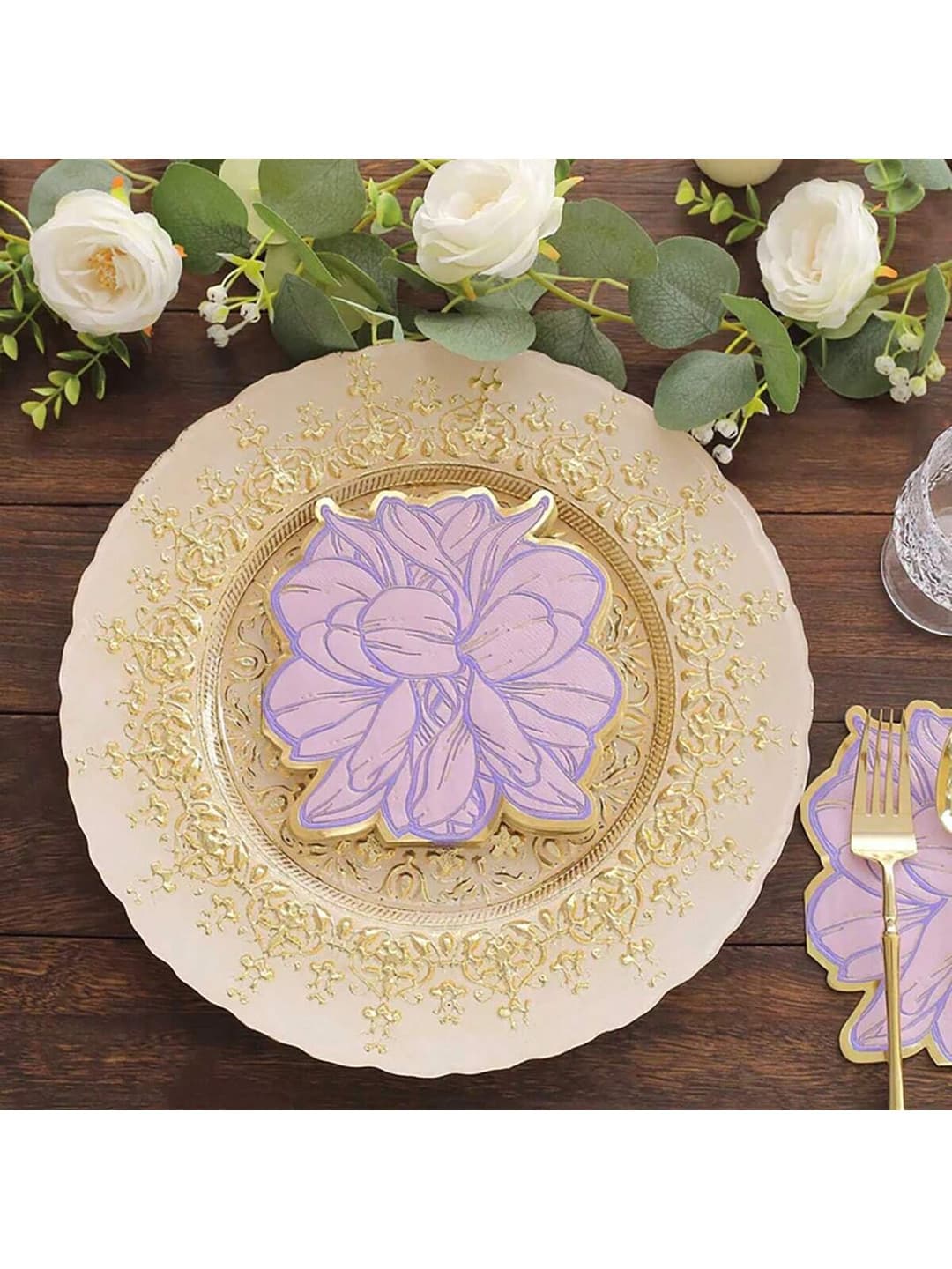 20pcs Purple Disposable Napkins,Flower Shape Table Napkins For Weding Supplies, Party Favors, Hen Party Decorations Birthday And Restaurant
