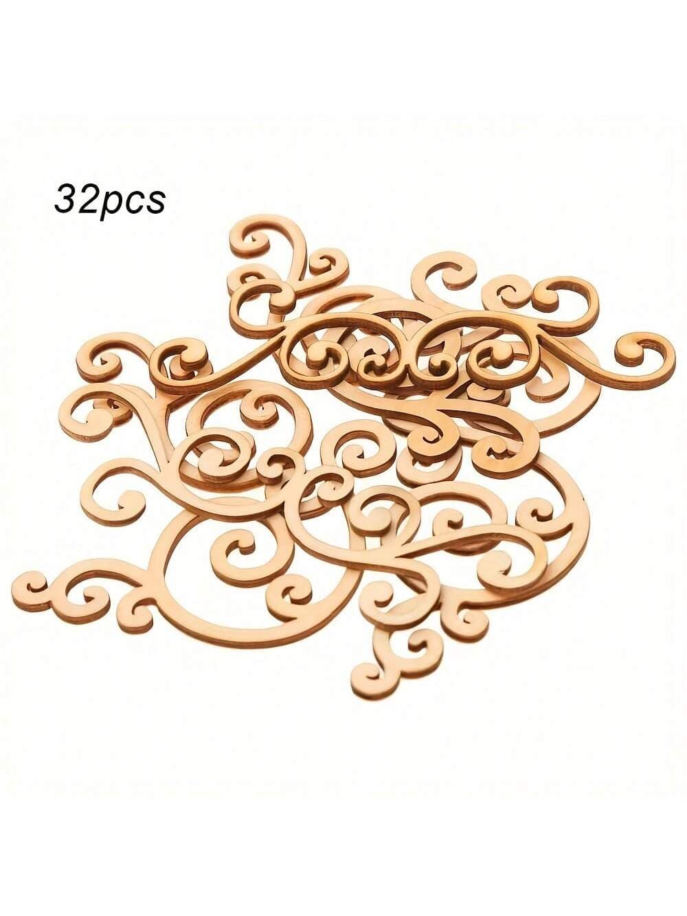 32 Large Wooden Floral Shapes - Craft Wood Decorations & Embellishments