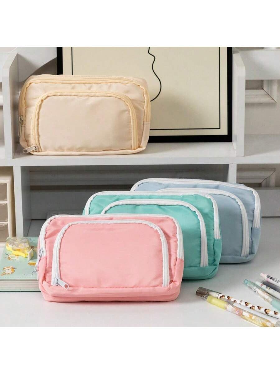 New Student Pencil Case Ins Large Capacity Simple Front Window Pencil Case Girl Cosmetic Bag Storage Bag Pencil Case