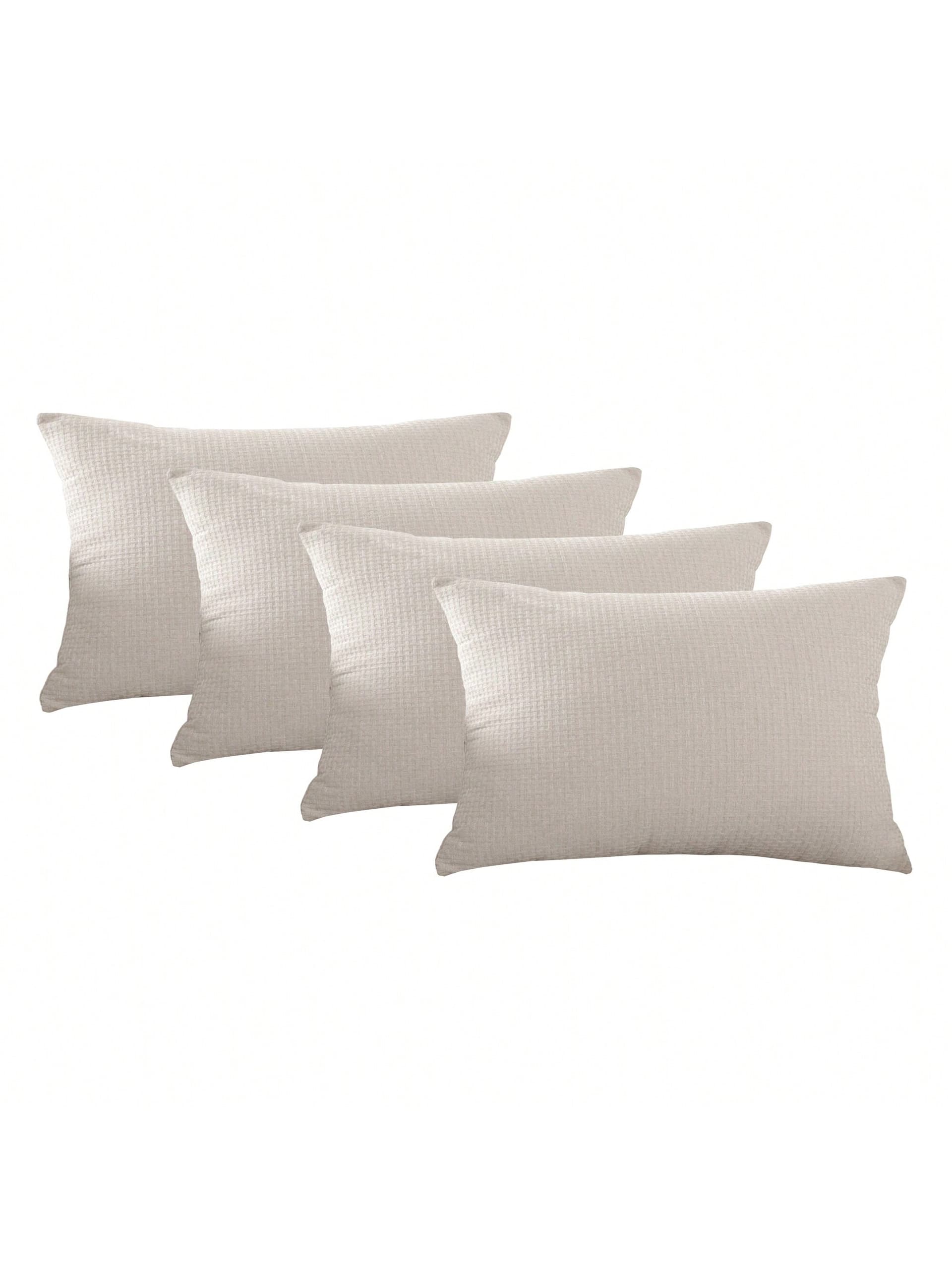 Jepeak Jepeak Woven Textured Decorative Throw Pillow Covers, Pack Of 4 Solid Linen Rectangle Farmhouse Cushion Cases For Sofa Bed Couch, 16x24 Inch