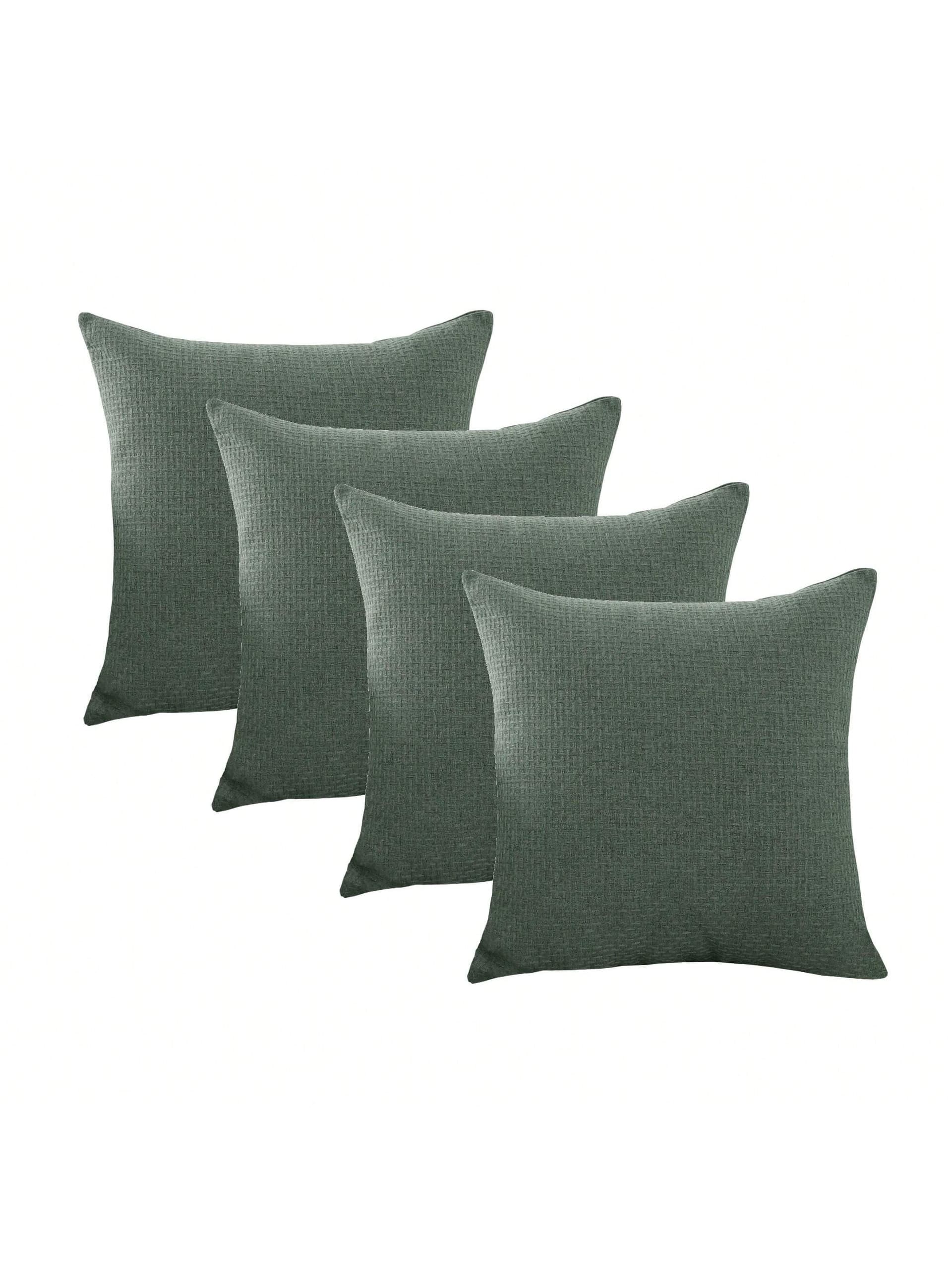 Jepeak Jepeak Woven Textured Decorative Throw Pillow Covers, Pack Of 4 Solid Linen Square Farmhouse Cushion Cases For Sofa Bed Couch, 20x20 Inch