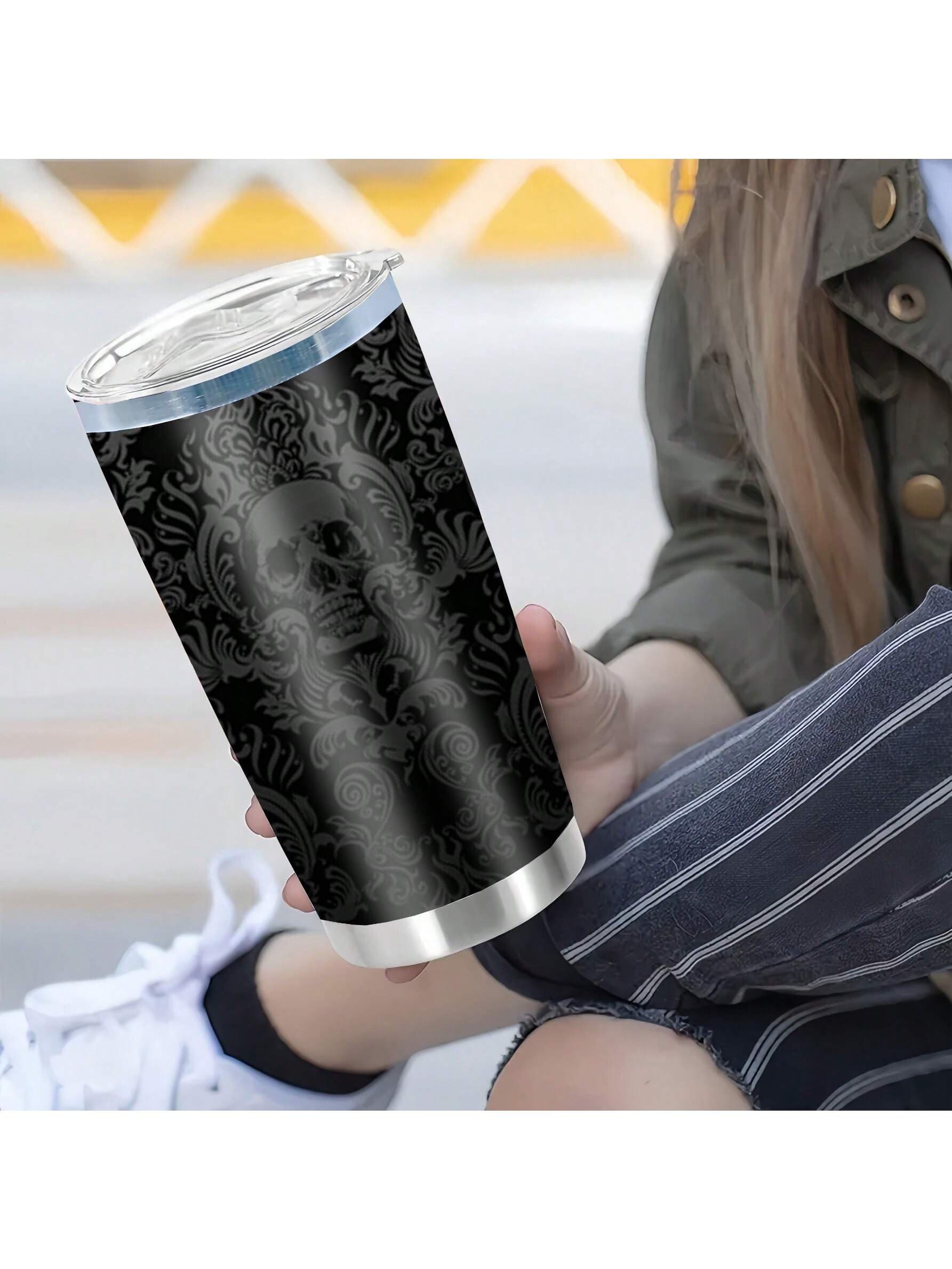 20OZ Vintage Skull Printing Insulated Cup Double Walled Vacuum Insulated Stainless Steel Water Bottle Premium Summer Drink Ware Portable Handy Flask Travel Mug Iced Coffee Cup For Outdoor Camping, Hiking, Driving, Travel, Perfect Gift Idea