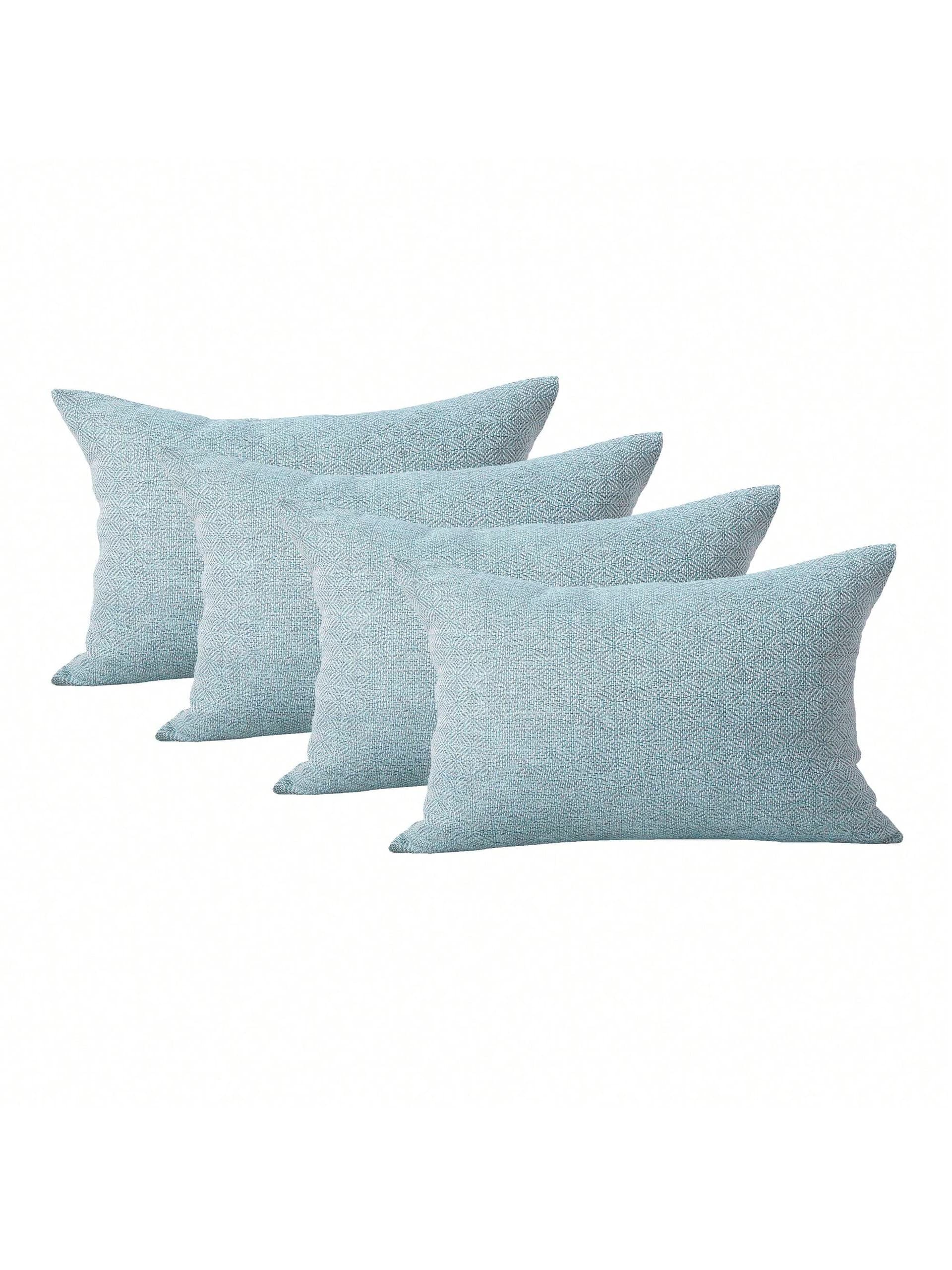Jepeak Jepeak Pack Of 4 Rhombus Textured Throw Pillow Covers Cushion Cases, Burlap Linen Decorative Pillow Covers For Sofa Couch Bed Home Decor, 16x24 Inch
