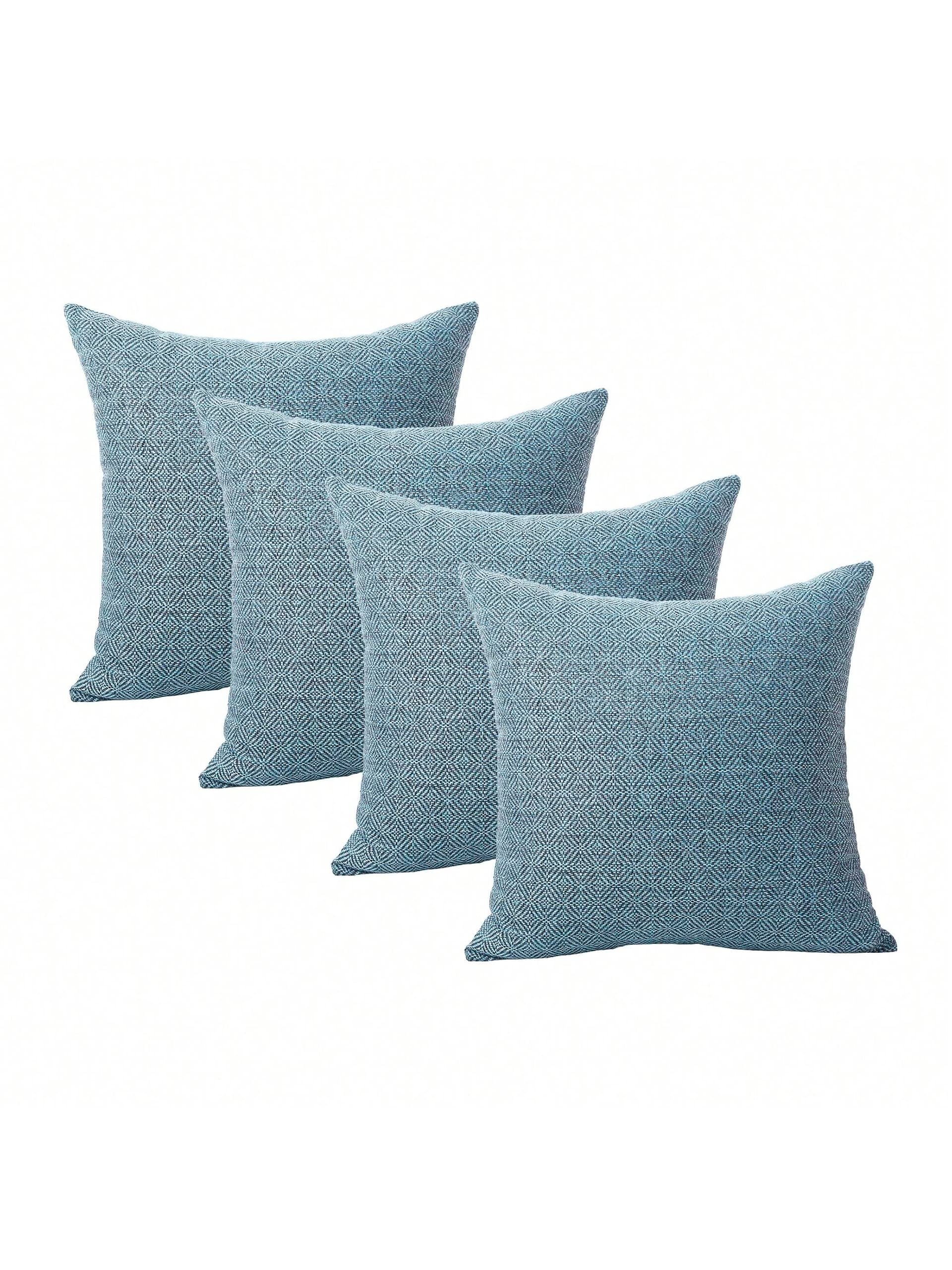 Jepeak Jepeak Pack Of 4 Rhombus Textured Throw Pillow Covers Cushion Cases, Burlap Linen Decorative Pillow Covers For Sofa Couch Bed Home Decor, 24x24 Inch