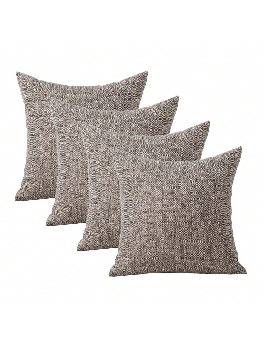 Jepeak Jepeak Pack Of 4 Rhombus Textured Throw Pillow Covers Cushion Cases, Burlap Linen Decorative Pillow Covers For Sofa Couch Bed Home Decor, 20x20 Inch