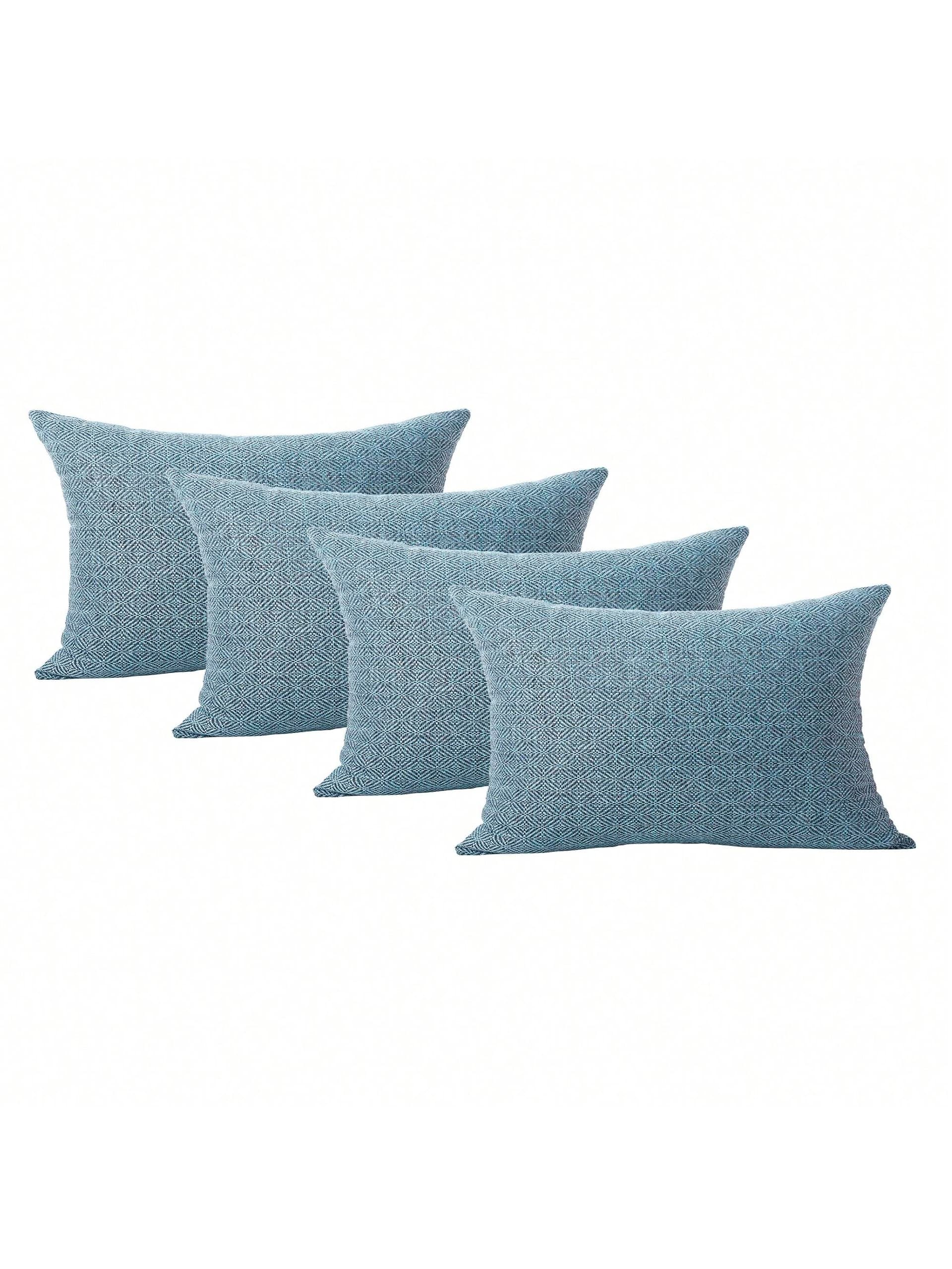 Jepeak Jepeak Pack Of 4 Rhombus Textured Throw Pillow Covers Cushion Cases, Burlap Linen Decorative Pillow Covers For Sofa Couch Bed Home Decor, 16x24 Inch