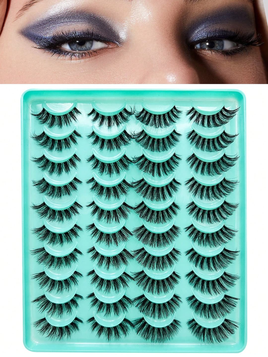 20pairs/Pack Mixed Style Transparent Eyelashes, 8D Fluffy Mink Cat Eye Effect, Transparent Band For More Comfortable And Natural Wear, Extending And Enhancing Outer Eye Corner Beauty Tool, Lightweight And Comfortable, Suitable For Daily Occasions, Work, Holidays And More