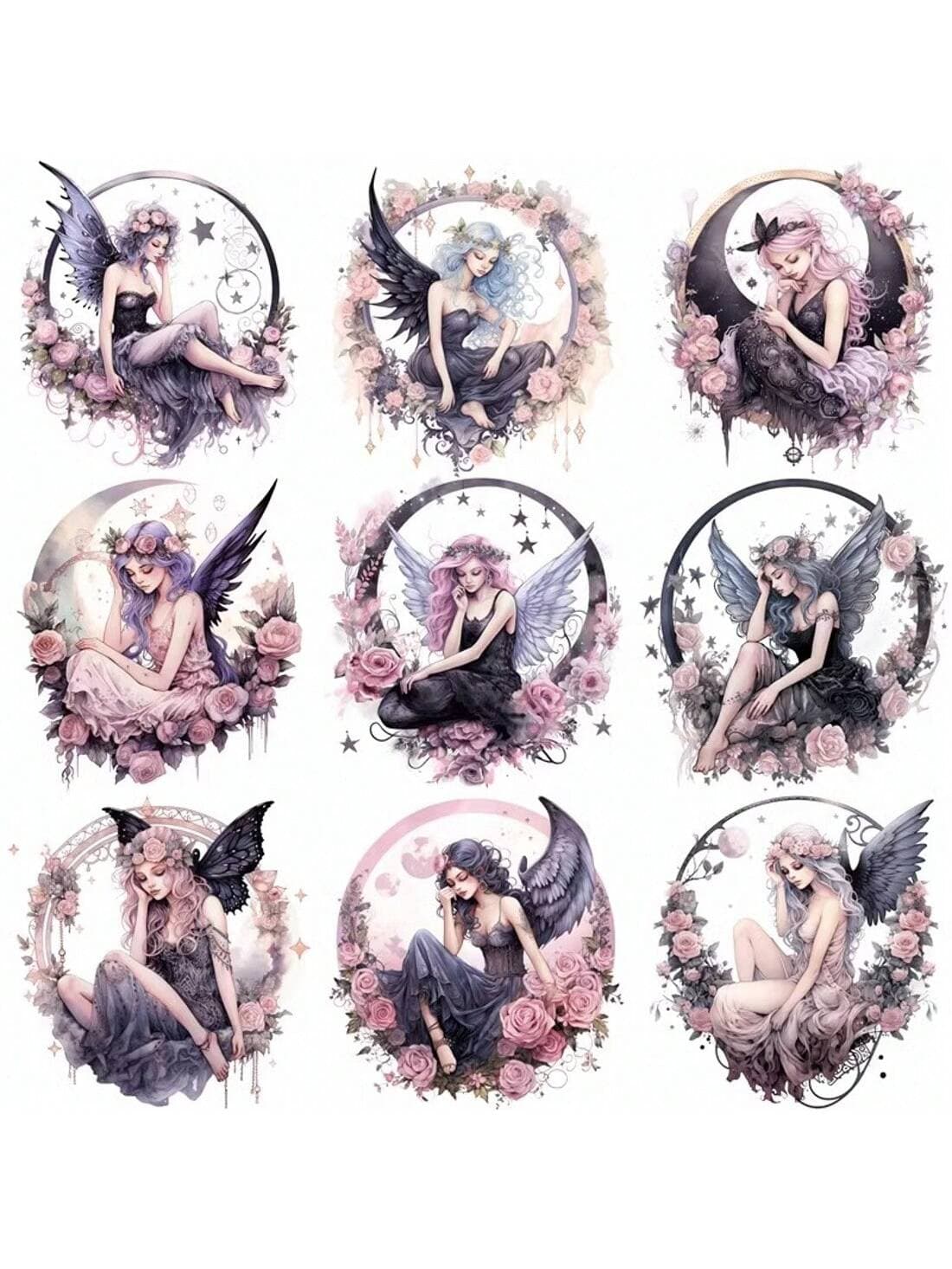 20pcs Colorful Vintage Style Paper Flower Fairy Stickers For Scrapbooking, 4cm