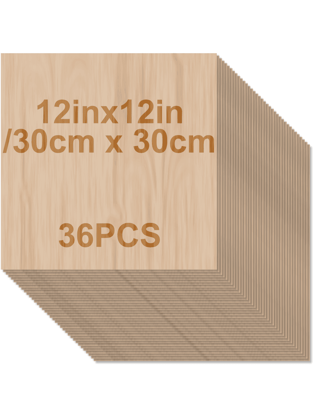 36-Piece Set Of Wooden Boards For Crafts -30*30cm - 2mm Thick Plywood With Smooth Surface - Square Wooden Boards For Laser Cutting, Wood Burning, Architectural Models, Staining