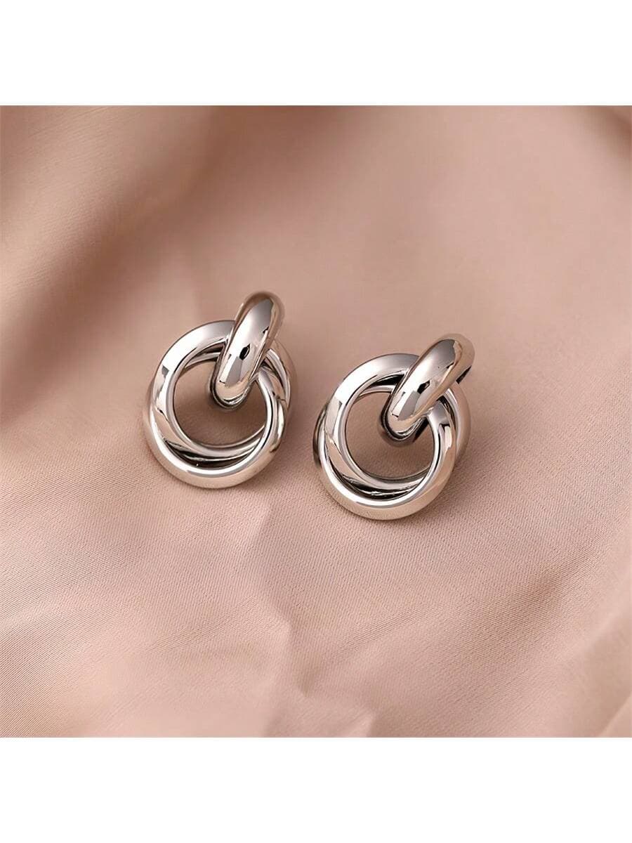 Interlocked Heart Stainless Steel Earrings, For Daily Wear