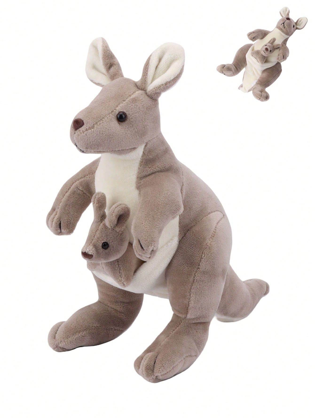 30cm/11.81in Adorable Kangaroo Plush Toy Kangaroo Mother And Child Plushies Soft Perfect Kangaroo Stuffed Animals Dolls Ornament Creative Birthday Gift For Kids Home Girl Room Decor Christmas Thanksgiving