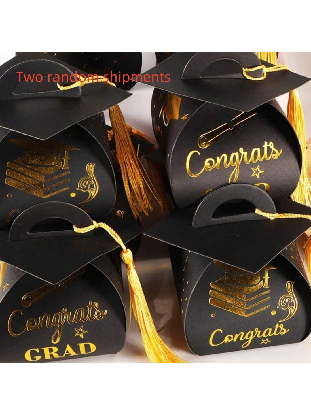 30pcs-2024 Graduation Cap Gift Box Graduation Party Favors Box Candy Treat Box With Gold Tassel - Class Of 2024 Congrats Grad Centerpieces For Table Graduation Party Decorations 2024 - Black Gold