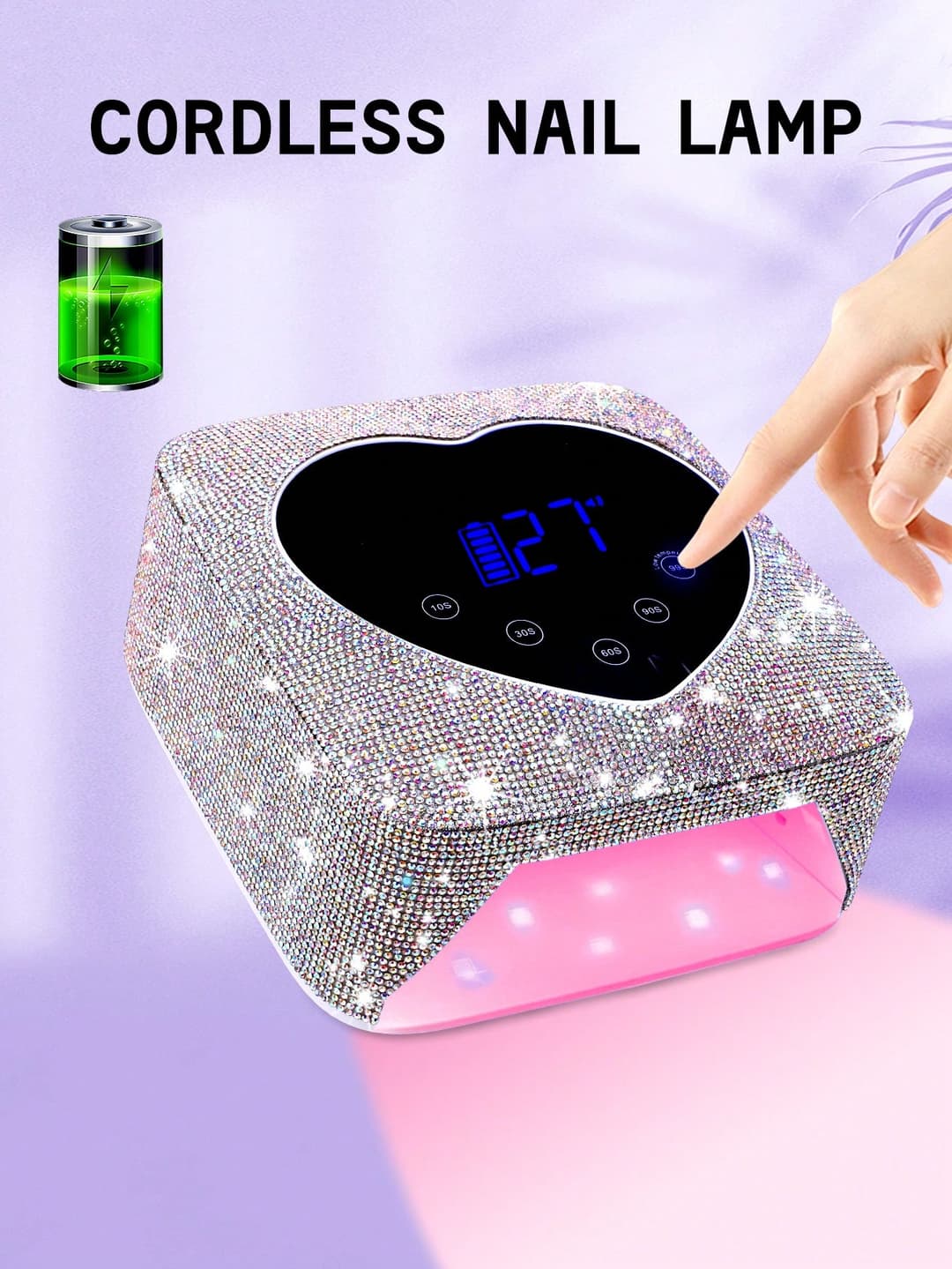 1pc UV LED Gel Nail Lamp UV Light Purple Nail Phototherapy Machine, Professional Manicure Lamp Plastic Ultraviolet Gel Nail Polish Dryer UV Gel Polish Nail Lamp Fast Curing Quick-Drying Nail Polish Glue Baking Lamp Nail Lamps Portable Handle Large Space Nail Machine Automatic Smart Sensor For Gel Polish Curing Salon Use & Home DIY Nail Art, Best Gifts For Girls, New Adhesive Diamond Nail Lamp Accessories For Fingernail Toenail Salon School Supplies