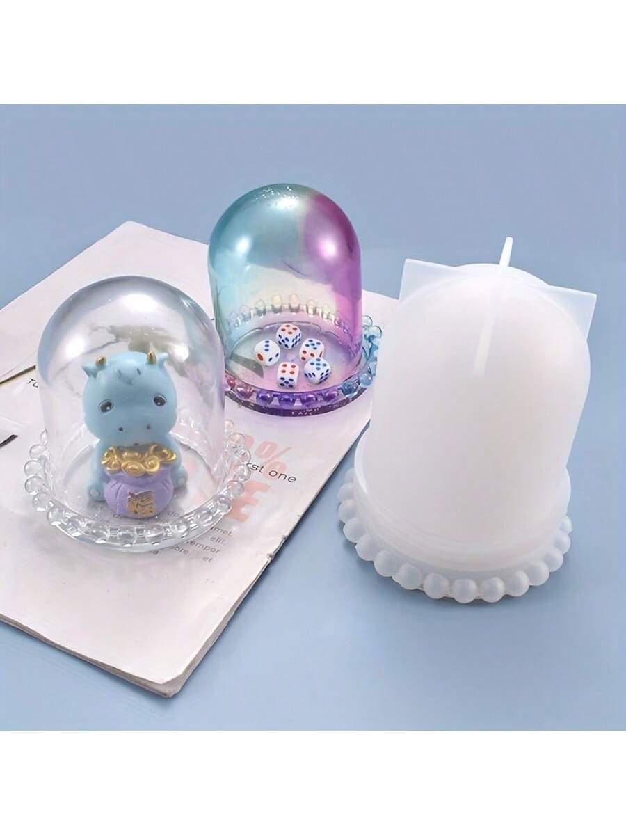 1 Set Of Bell Shaped Storage Jars, Display Dome Resin Molds, Dice Cup Silicone Mold Set With Base, Creative Jewelry Stand Display Jars, Resin Crafts For Epoxy Resin Casting, Home Decor Party Supplies