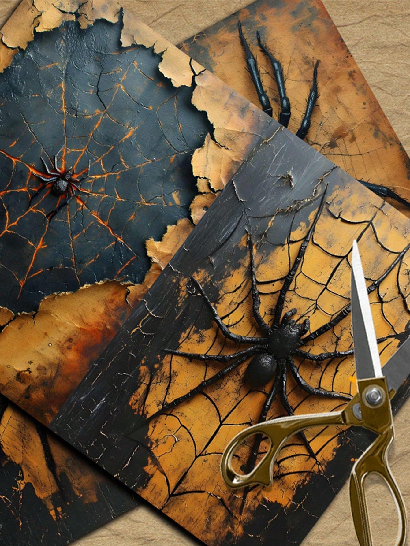10pcs Scrapbooking Material Paper Vintage Mysterious Darkness Decor Spider Web DIY Scrapbooking Halloween Decor Planner Stationery Paper