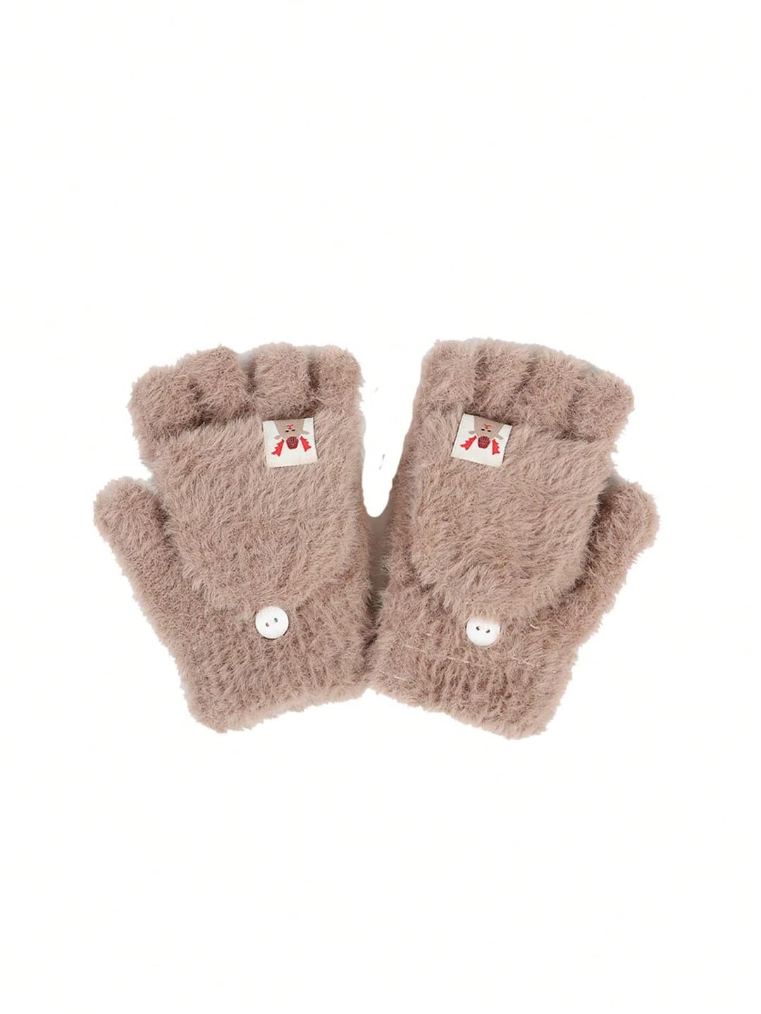 New Warm Flip-Cover Thick Fingerless Knitted Gloves, Faux Cashmere, For Winter, Factory