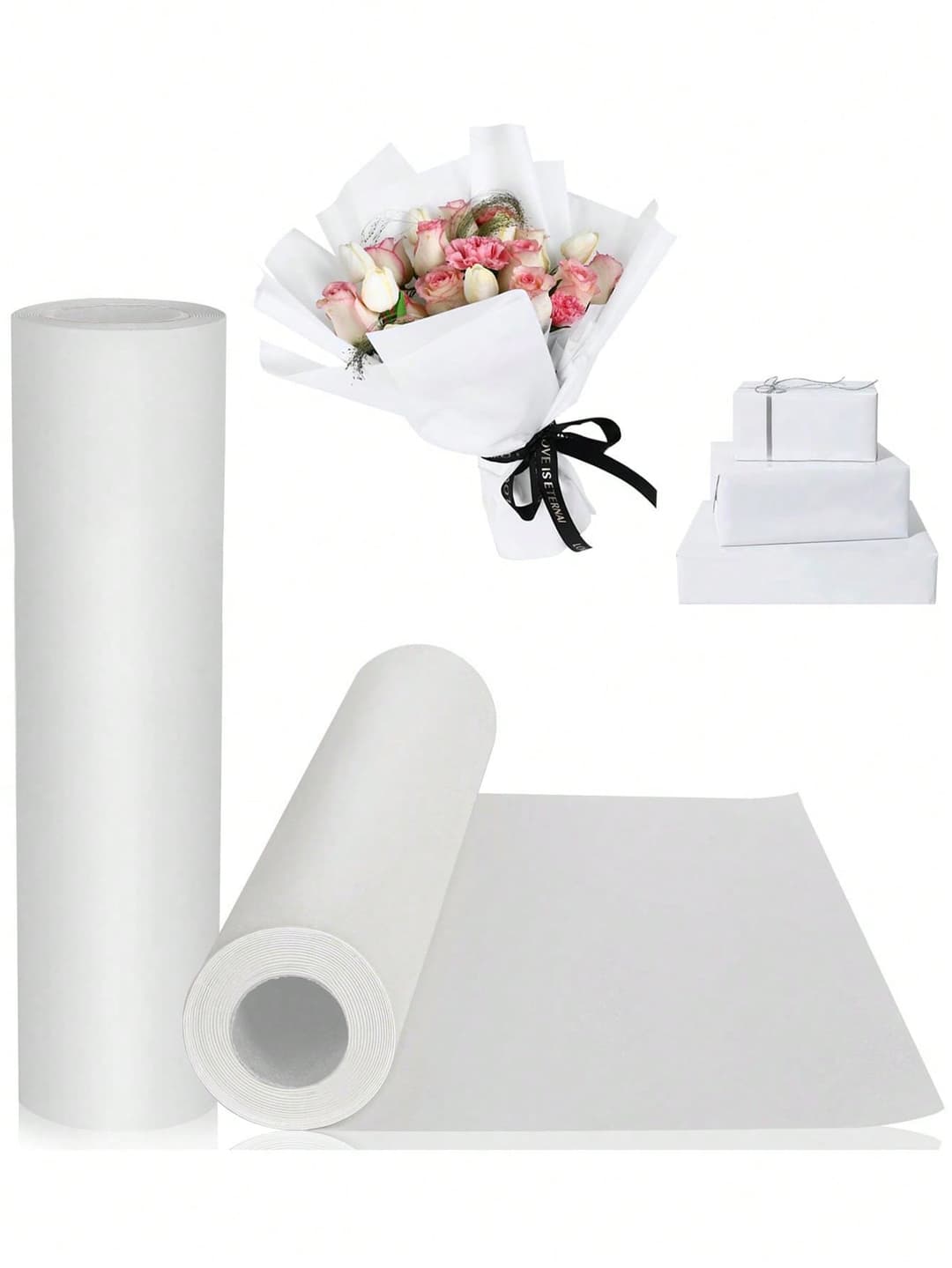 1 Roll - Solid White Kraft Gift Wrapping Paper, 15" X 394" - Ideal For Birthday Gifts, Party Decorations, Weddings, Floral Bouquets, Crafts And More