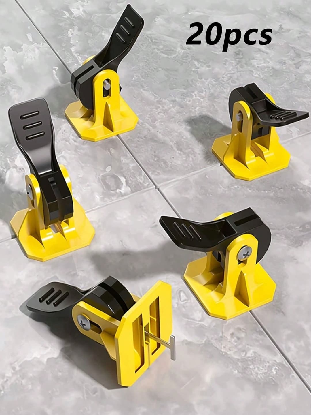 20pcs Reusable Tile Leveling System Kit - Spacers And Adjustable Pliers For 8-12mm Tiles, Suitable For Wall And Floor, Yellow