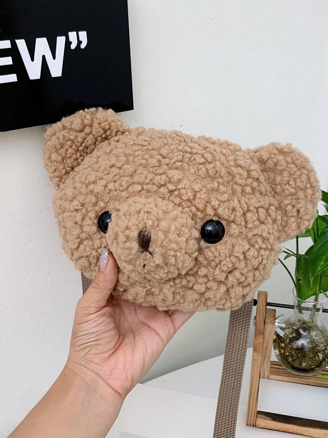 1PC Plush Bear Crossbody Bag, Khaki Wide Shoulder Strap Cute Shoulder Bag, Very Suitable For Children, Mini Coin Purse, Mobile Phone Bag, Back-To-School Season Small Item Storage, Suitable For Boys And Girls, Very Suitable As A Back-To-School Gift, Birthday Gift