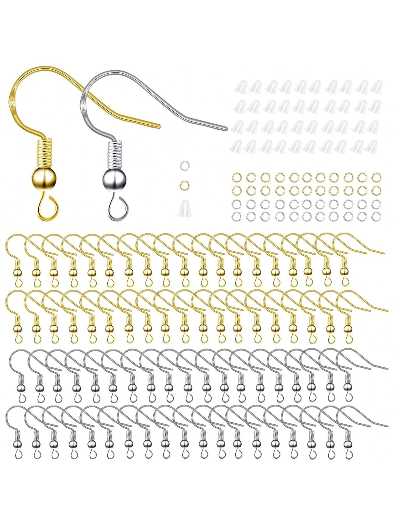 360Pcs Hypoallergenic DIY Earring Hooks For Jewelry Earring Making Supplies Kit Gold And Silver Fish Hook Earring Set