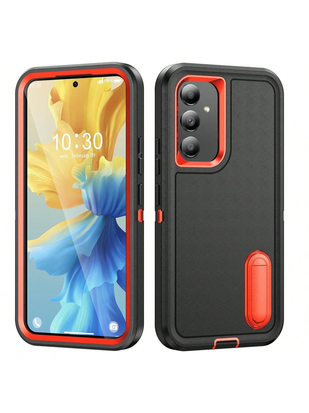 IDsarah For Galaxy A54 5G Case Red For Men Women, Heavy Duty Protection Shockproof Anti-Scratch Slim Fit Lightweight Protective Durable Case Hard Cover With Kickstand For Samsung For Galaxy A54 5G,Red,Black,Light Blue,Clear Orange