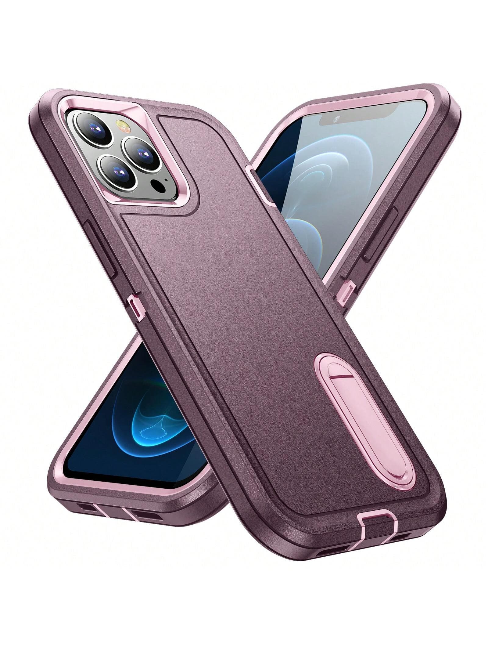 IDsarah For IPhone 12 Pro Max Case With Build-In Kickstand,Heavy Duty Protection Shockproof Anti-Scratch Slim Fit Protective Sturdy Case Hard Cover For IPhone 12 Pro Max 6.7 Inch,Purple/Pink H,Blue/Sapphire Blue,Red,Black,Light Blue/Pink