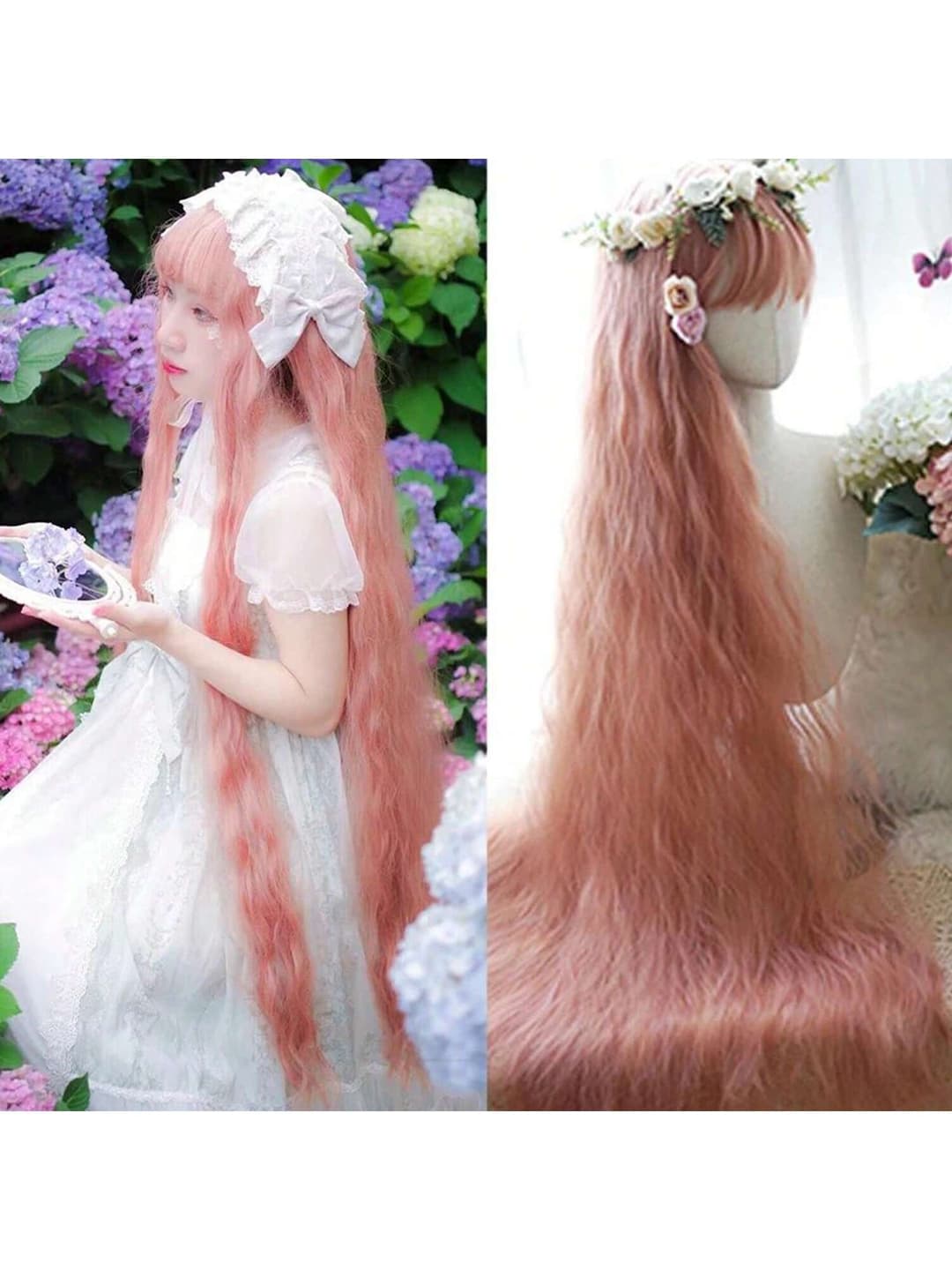 Super Long Synthetic Hair Wig, 120cm Corn Curly Wig With Bangs, Natural Heat Resistant Princess Lolita Cosplay Wig Party Costume Halloween Wig Hair Replacement Wigs