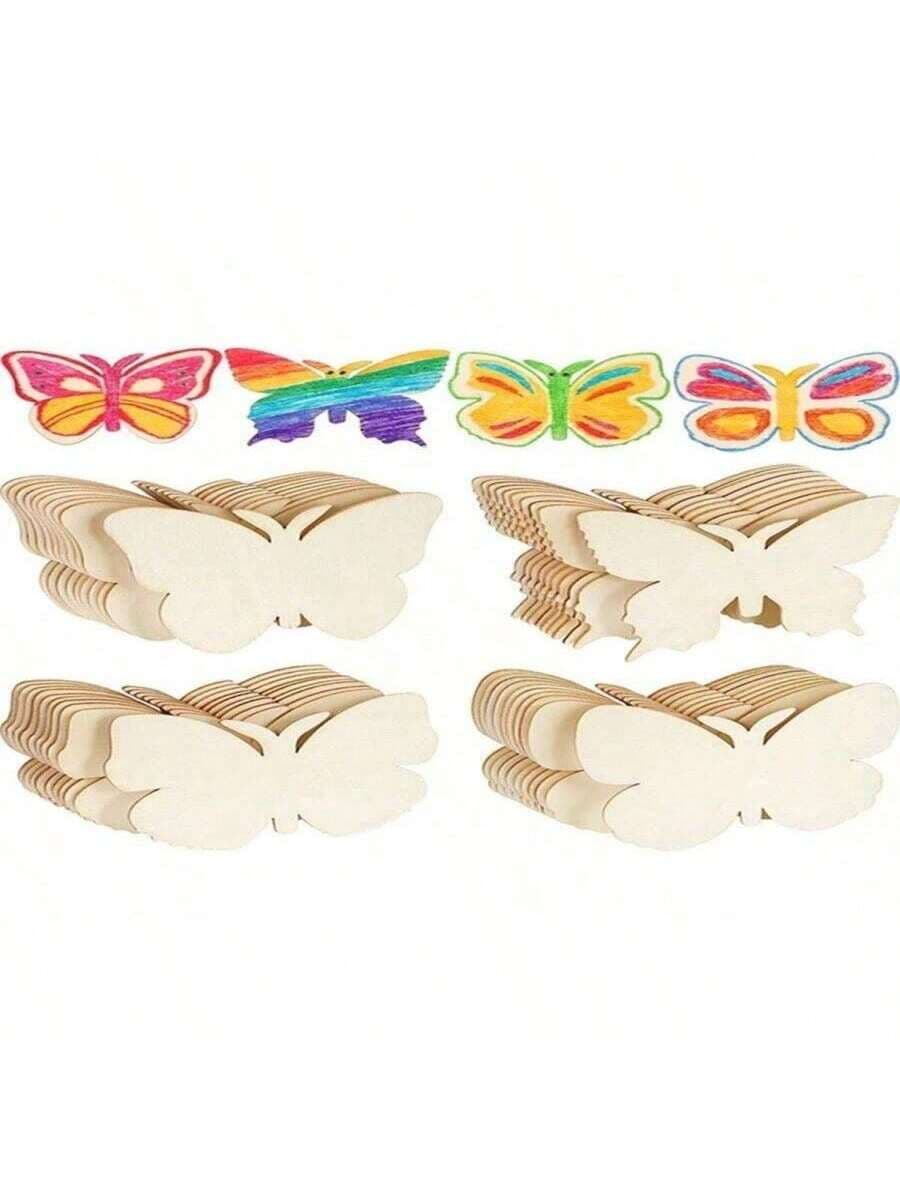 1 Pack (30pcs) DIY Butterfly Decorations, Wooden Butterfly For Handcrafting, Painting, Decorating (Randomly Packed)