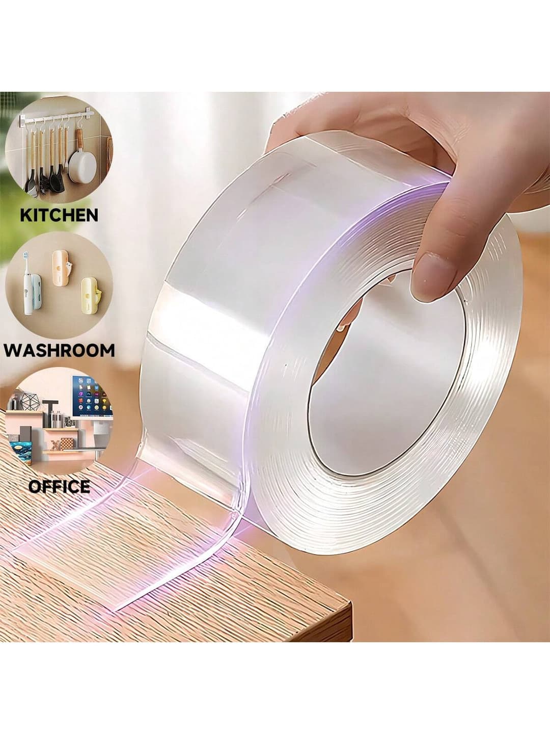 1 Roll 2cm X 5m Super Strong Waterproof Double Sided Tape: Heavy-Duty Adhesive For Wall Decor & Appliances, Essential For Home DIY Projects