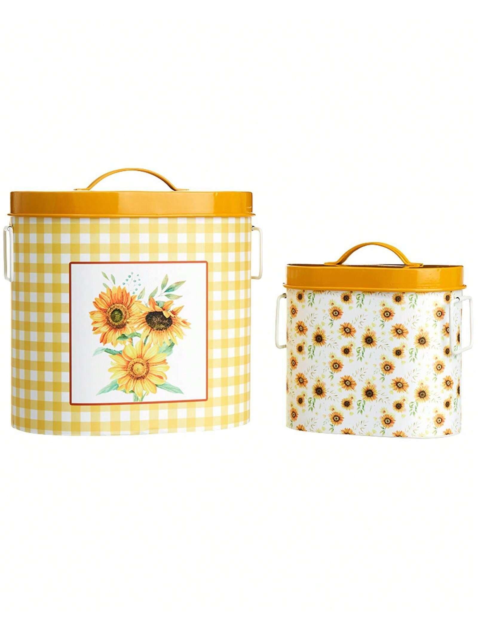 Sunflowers Make Me Happy - Set Of 2 Sunflower Storage